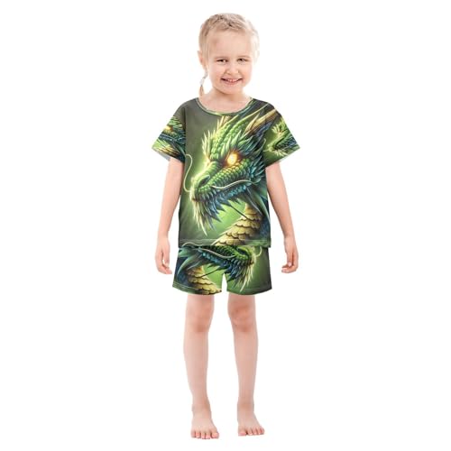 Dragon Pajama Set Short Sleeve PJS 2 Piece Summer Pajamas Shorts Sets Cotton 5Y3