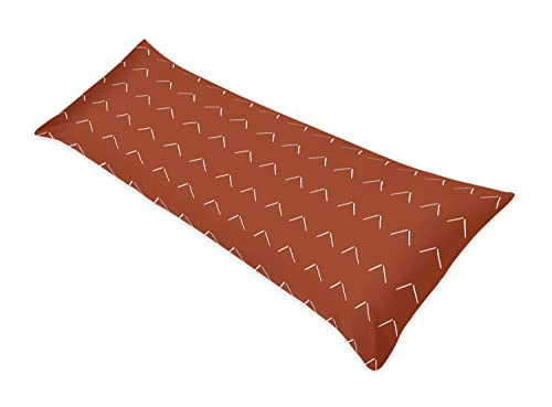 Image of Sweet Jojo Designs Boho Arrow Body Pillow Case Cover (Pillow Not Included)- Ivory Burnt Orange Rust Off White Farmhouse Southwest Shabby Chic Designer Tribal Chevron Bohemian Diamond Tuft Collection