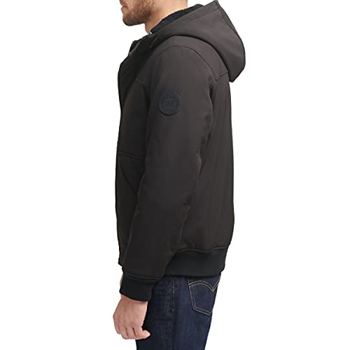 Levi's Men's Mixed Media Hoodie Bomber, Black, Lg #TOP3