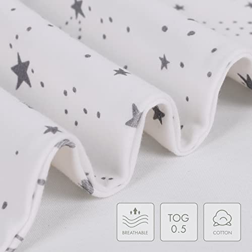 Gllquen Baby Sleep Sack, Organic Cotton Sleeveless Baby Sleeping Bag, Baby Wearable Blanket With 2-Way Zipper For Newborns 6-12 Months, 2-Pack, Grey Cosmic Star Sleeping Sacks, 0.5 Tog #TOP4