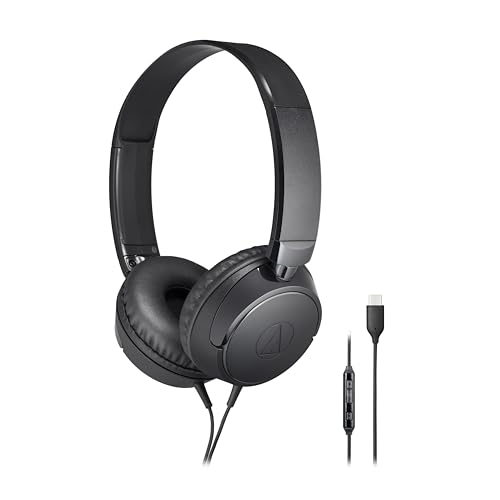 Image of Audio-Technica ATH-S120C-BK USB-C Headphones, Black