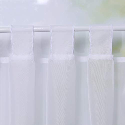 ESLIR Panel Curtain with Tabs Kitchen Bistro Curtains Transparent Curtains Short Curtain Modern Voile Pack of 1 - Image 3