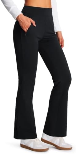 Libin Damen Thermo Leggings Bootcut Gefütterte Fleece Yogahose | Warm, High Waist, Elastizität, Wasserabweisende Winter Freizeithosen für Jogging Sport Arbeit Reise Outdoor mit Tas