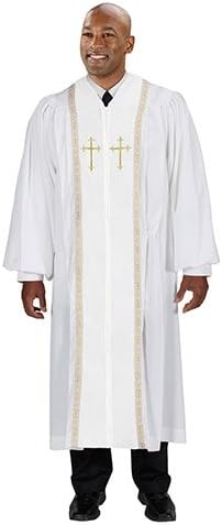 Bata de púlpito de piel de melocotón Cambridge (blanca), Blanco