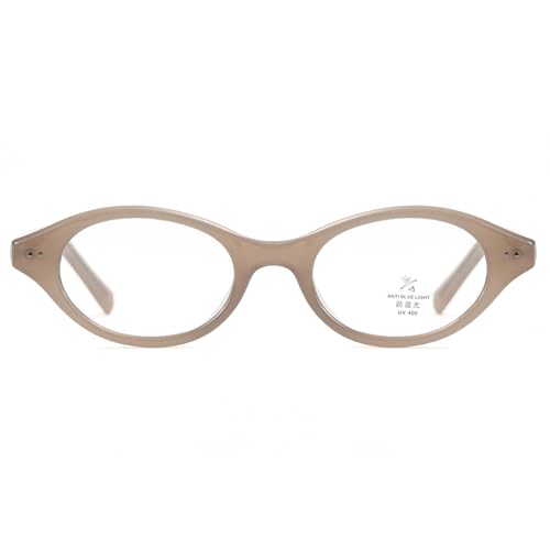 Image of Retro Oval Glasses Frame Men Tr90 Korean Style Women Small Glasses Anti Blue Light Acetate Temple