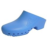 CALZURO Classic Work Clogs Without Holes - Unisex Nursing Clogs - Non Slip Shoes - Autoclavable Rubber Kitchen Shoes for Women and Men - Light Blue