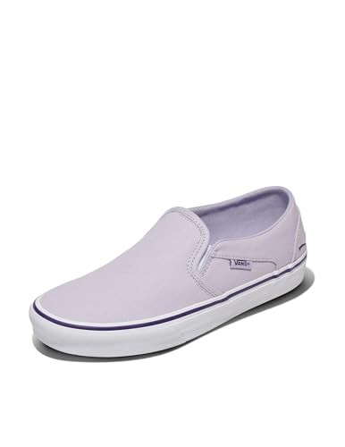 Vans Women's Asher Slip-On Shoe | Comfortable Sneakers for Walking, Fashion & Everyday Wear, Mono Embroidery Lilac Mist, 7
