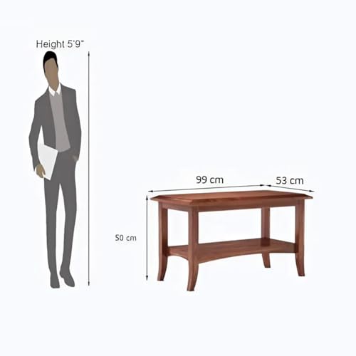 Image of MAMTA DECORATION Solid Sheesham Wood Coffee Table for Living Room | Wooden Center Table with Shelf Storage for Home, Hall, Office & Lounge | Modern Tea Table | Rectangular Coffee Table | Honey Finish
