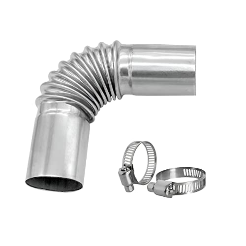 JNNJ Tubo Estufa Codo Acero Inoxidable, 90 Grados Extensión Chimenea Intercambio Tubo Adaptador, Tubo Escape Acero Inoxidable Calefacción 24MM, con 2 Clips, para Acampar Aire Libre Estufa Leña
