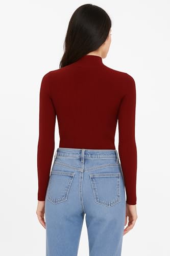 Image of Women Ribbed High Neck Full Sleeve Pullover Sweater|Solid Stretchable Slim Fit Winter Wear Top for Casual & Office Use