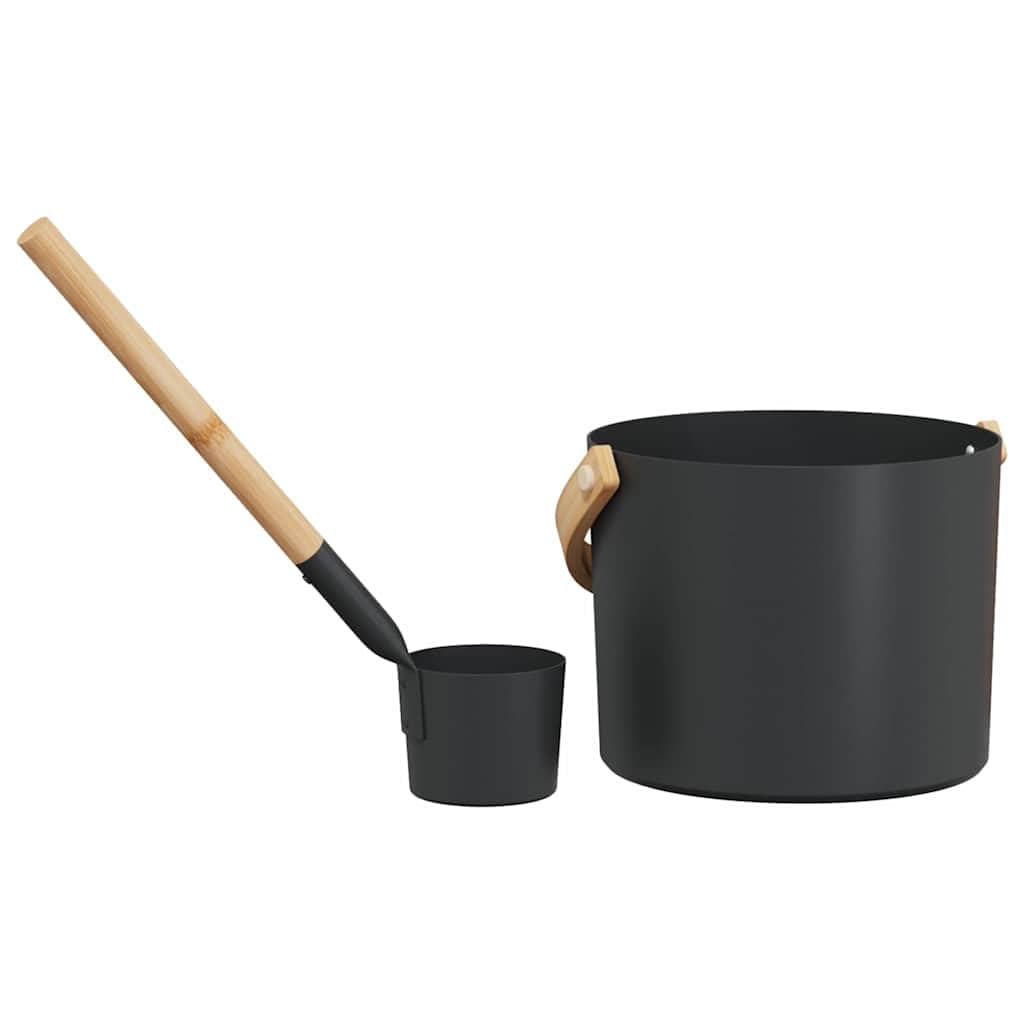 Mangloder - Set di accessori per sauna, 2 pezzi, in alluminio e legno di pino, secchio per infusione da 7 l, con paletta per cabina a infrarossi, sauna finlandese, benessere, relax, interni