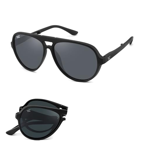 Newman Folding Sunglasses Polarized, UV400, UVA, UVB Protection for Men Women, Folding Sunglasses Leather Case