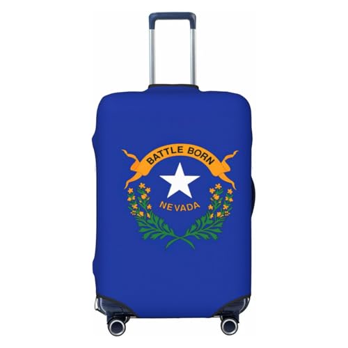 NBAGHPQ Nevada State Flag Print Double Sided Protezione Elastica Universale Valigia Copertura Unica Protezione Bagagli, Nero , M