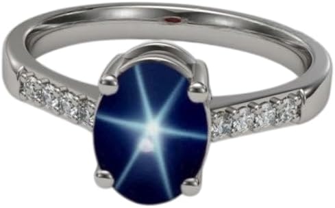925 Sterling Silver Blue Star Sapphire Ring Celestial Sapphire Gems Jewelry Elegant Promise & Statement Ring for Her
