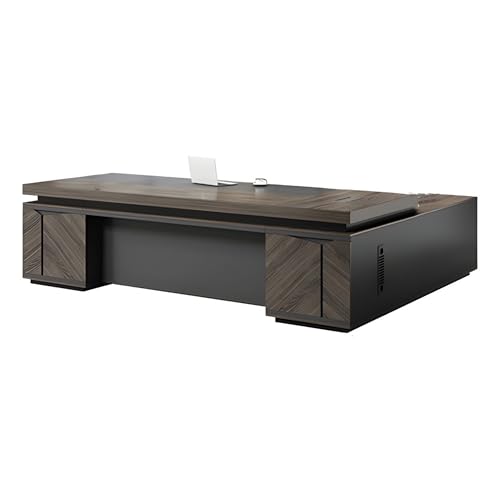 Image of Lakdi The Furniture Co Director & Executive L-Shape Office Table Modern Desk Made in MDF with Side Unit Drawer and Storage, Wire Manager & CPU Storage - Brown - LDL-629