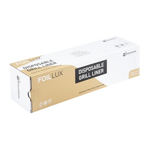 Restaurantware Foil Lux 19.7 x 12 Inch Barbecue Grill Liners 10 Disposable Grill Sheets - Easy-To-Use Oven-Ready Aluminum Grill Liners Heat-Tolerant Fits Most Standard Grills