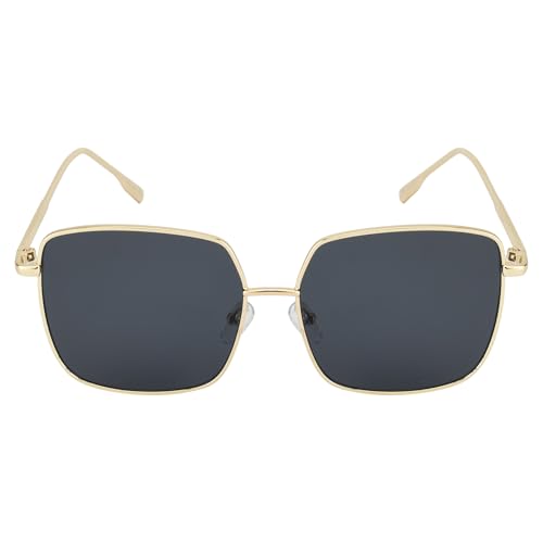 Image of Ted Smith and Stylish Square Sunglasses For Men Women | Full Rim & 100% UV Protection | Grey Lens & Metal Frame | Large | (58-18-145)