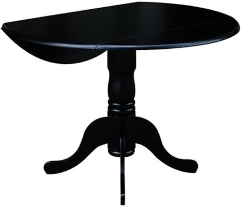 Miniatura 22 de IC International Concepts, Mesa de comedor redonda con pedestal de doble hoja de 42 pulgadas, madera auténtica maciza, madera de parawood