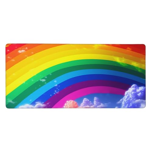 Tapis de souris de jeu XXL motif arc-en-ciel pour le bureau