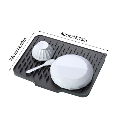 Escurridor de platos enrollable de silicona suave con canales de drenaje 3
