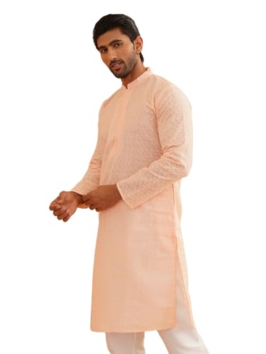 Image of Sojanya (Since 1958 Motifs Embroidered Thread Work Pure Cotton Straight Only Kurta