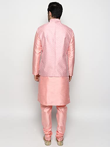 Image of Uri and MacKenzie Men's Silk Blend Kurta Churidar Pyjama with Stylish Nehru Jacket
