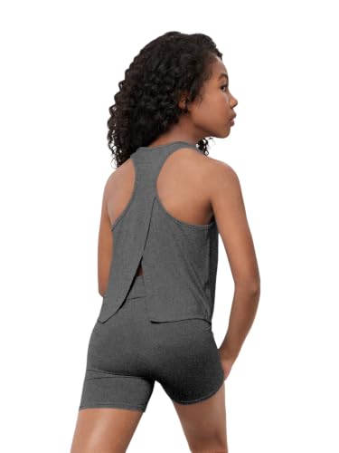 Image of BEAUDRM Girl's 2 Piece Workout Outfits Crop Top and Shorts Athletic Sets | Activewear Sets,Dance Sets,Tumbling Outfits,Hip Hop Dance Outfits,Cheer Practice Outfits for Girls