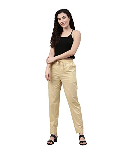 Image of GO COLORS Soft Cotton Pant Full Length for Women| Breathable, Mid Rise