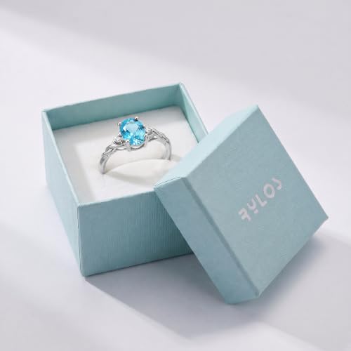 Image of Rylos Sterling Silver Classic Birthstone Ring - 7X5MM Oval Gemstone & Diamonds - Women's Jewelry, Sizes 5-10