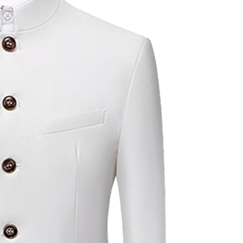 Men's 2 Pieces Chinese Tunic Suit Set Slim Fit Stand Collar Blazer Jacket Pants Suits Formal Wedding Dress4