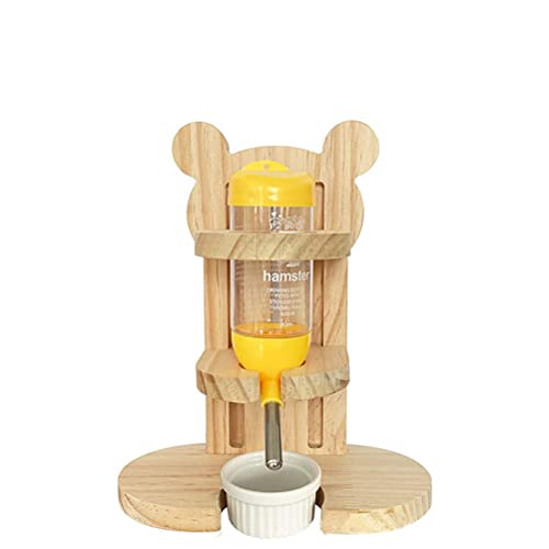 Houten hamster waterfles met standaard verstelbare hamster, waterdispenser standaard cavia tepeldrinker met basis - Image 5