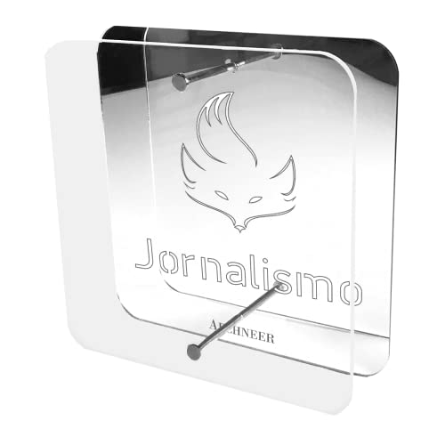Escultura em 3D com o símbolo da profissão jornalista