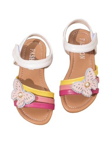 GORGLITTER Girl's Butterfly Pearl Applique Strappy Dress Sandals Cute Open Toe Slide Shoes