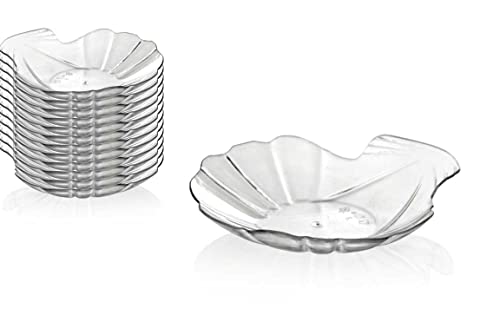 Gicos Set 12 vassoi ciotoline vassoietti in plastica trasparente forma conchiglia finger food riutilizzabili 8,6 * 8,4 * 1,8 cm aperitivo antipasto cucina ICS-843457