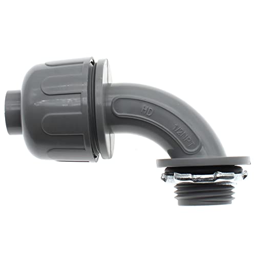 FDXGYH 6 Pcs 1/2-Inch NPT Non-Metallic Electrical Conduit Fittings UL Standard Liquid Tight Connector PVC Tight Straight Electrical Conduit Fitting (90 Degree)