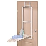 APEXCHASER Over Door Ironing Board, Hanging Ironing Board with Iron Holder, 36" X 12" Compact Fold Down Iron Board for Small Spaces, Removable Heat Resistant Cover, White