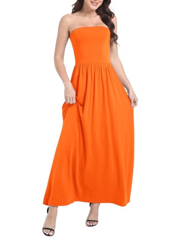 Image of Urban CoCo Summer Strapless Ruched Maxi Dress for Women Sleeveless A Line Flowy Party Wedding Guest Long Dresses