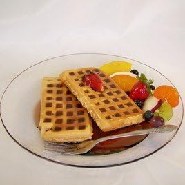 Realistic Food Replicas New Delicious Looking Faux Plate of Waffles with Fruits