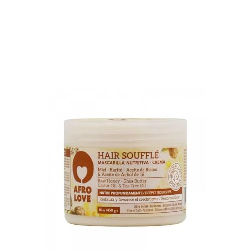 Afro Love Hair Soufflé 16 oz – Deep Moisturizing Hair Mask with Raw Honey, Shea Butter & Castor Oil – Intense Hydration & Repair for Curly, Kinky, and Coily Hair – Sulfate & Paraben-Free