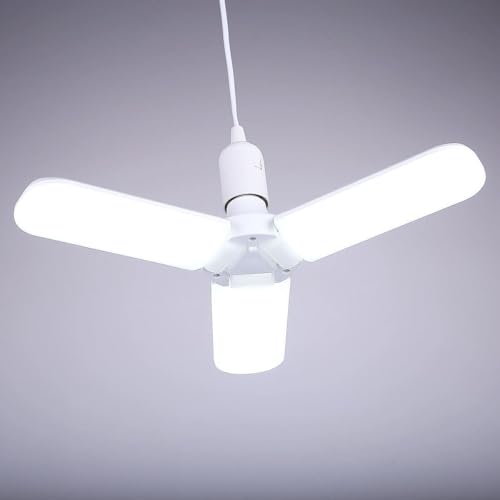 Lâmpada Led, Mod. Pétala hélice, 3 hastes, 45w (5000 lumens), Cor Branco, Econômica.