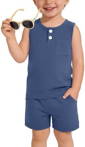 Vinsatin Toddler Boy Outfit, Haze Blue, 18-24 Months