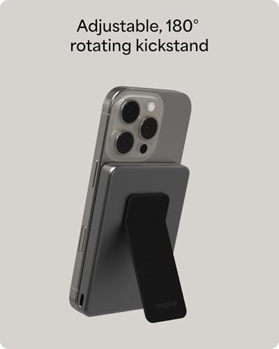 Image of Mophie Powerstation Wireless Slim with Stand 5,000mAh Power Bank - MagSafe Compatible, 15W Qi2-Certified, 20W USB-C PD Fast Charging, Ultra-Thin Battery Pack for iPhone, Android, Travel & Airplane Use