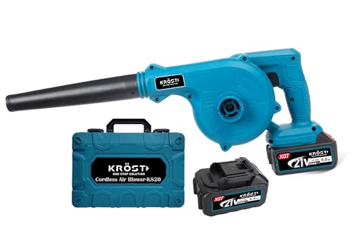 Image of KROST PRO Series K820 Heavy Duty Cordless Air Blower & Mini Vacuum Cleaner Suction | 21 Volts(37v MAX) | 19000 RPM | 2.8m /Min Airflow | 5.0mAh Battery & Fast Charger (Double Batteries)