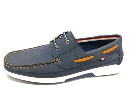 Image of Mens Boat Shoes Casual Lace-Up Deck Shoes – Lightweight Moccasin Loafers with Non-Slip Sole, Comfortable Summer Walking & Smart Casual Footwear UK Size 6-12 Navy