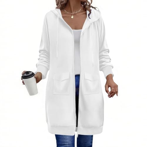 Hoodies for Women Full Zip Up Tunic Sweatshirts Long Sleeve Oversized Fleece Casual Fall Jacket Coat with Pockets2