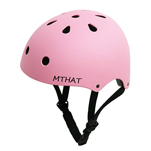 Skateboard Helmet Bike Helmet Men Womens Safety Scooter Cycling Skating Dial Helmet Suitbale for Kids Youth and Adults (Pink, Large)