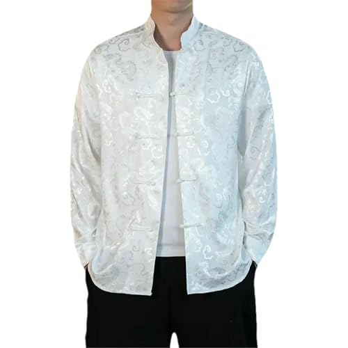 Costume Tang chinois pour homme avec broderie dragon et col mandarin traditionnel