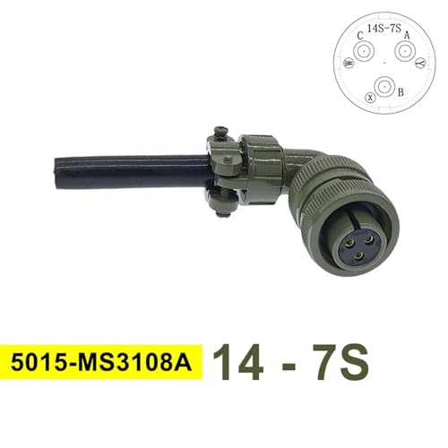 Conector MIL-C 5015 MS3108A con acoplamiento roscado estanco y plug angular 14S-7 2