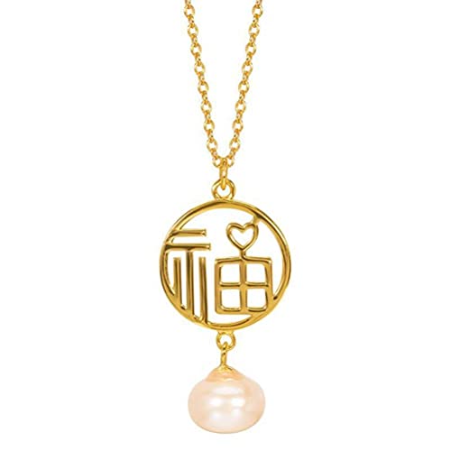 Collier perle naturelle d'eau douce pendentif initiale lettre argent S925 vintage