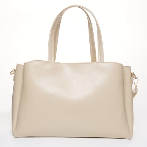 Image of Carrylux Women's Top Handle Bag | Hand Held bag | Stylish Patent Synthetic Leather Handbag with Dual Handles & Detachable Sling Strap | Beige Shoulder Purse for Work & Casual Outings